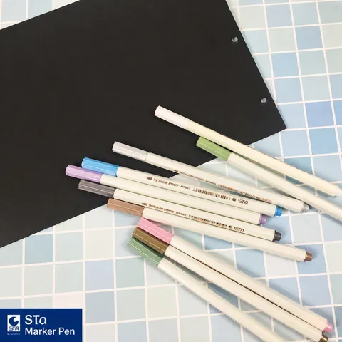 Bolígrafo de Pintura con Pincel Metálico STA Rotulador de Color Metálico Impermeable Para Scrapbooking DIY Diario Dibujo Arte