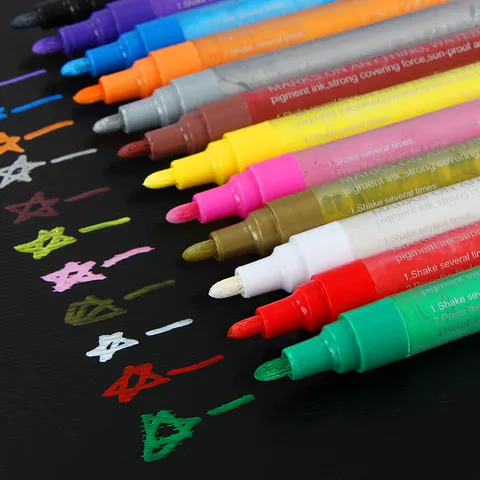 Waterproof Acrylic Paint Markers Assorted Colors Permanent Pens For Rock Painting DIY Crafting Art Design