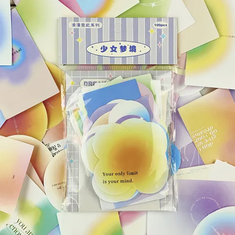 Rétro Dégradé Journal Matériel Pack Esthétique Notes Adhésives Diy Décoratif Collage Papier Pour Scrapbooking Papeterie