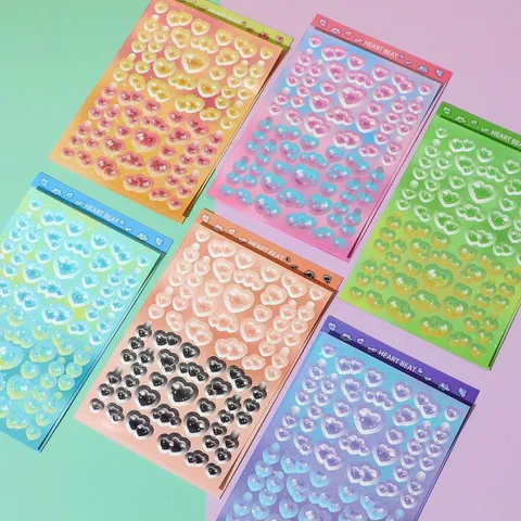 Waterproof PET Laser Heart Cloud Stickers Set Cute Decorative Decals For Journaling DIY Scrapbooking School Supplies