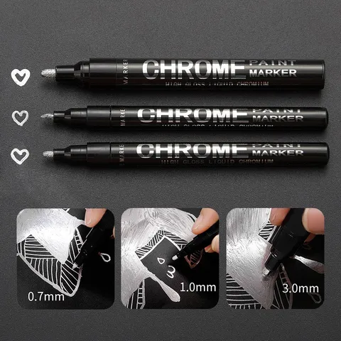 Marqueur Miroir Chrome Liquide Haute Brillance Stylo Peinture Métallique Pour Modèle DIY Dessin Réfléchissant Argenté