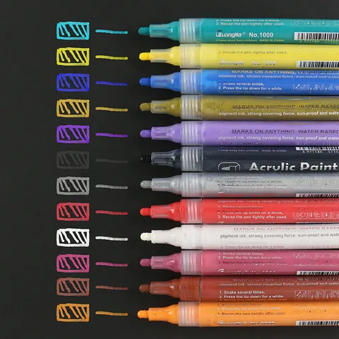 Water Based Acrylic Paint Markers Art Marker Pens For Rock Painting Canvas Wood Fabric Ceramic Craft Drawing Assorted Colors