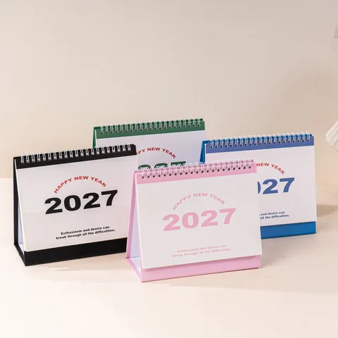2027 Desk Calendar Minimalist Creative Desktop Calendar Planner Notebook English Version Monthly Schedule Notepad