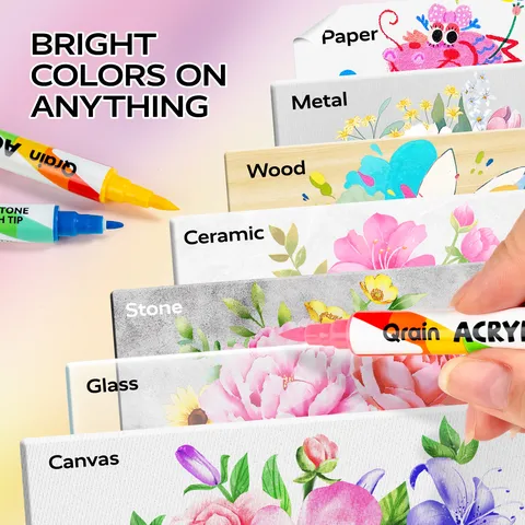 Dual Tip Acrylic Marker Set Colors Brush And Fine Tip Art Markers For Painting Rock Ceramic Wood Canvas Drawing Writing