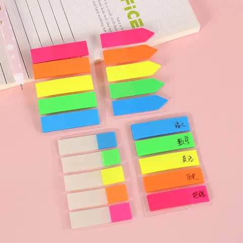 Minimalistische PET Haftnotities Transparante Indexlipjes Kleurrijke Notitieblokken Kantoor School Kantoorartikelen