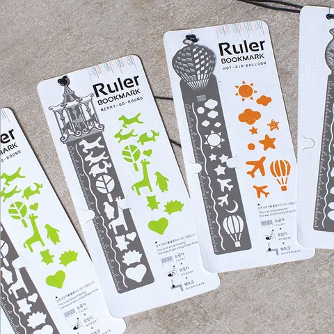 Stainless Steel Metal Bookmark Ruler Hollow Drawing Template Cute Animal Pattern For Student Office School Supplies