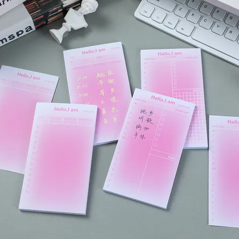 Korean Style Ins Gradient Memo Pad Minimalist To Do List Planner Sticky Note Office School Daily Schedule Stationery