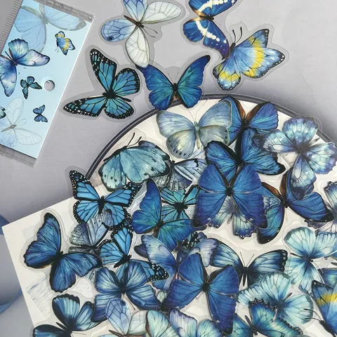 Cute Butterfly Sticker Pack Transparent Waterproof PET Journal Water Cup Decorative Material Stationery Scrapbooking Supplies