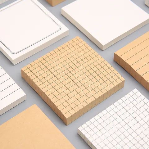 Creative Sticky Notes Memo Pads Cute Square Sticky Note Paper Student Office Stationery Grid Lined Blank Memo Pad