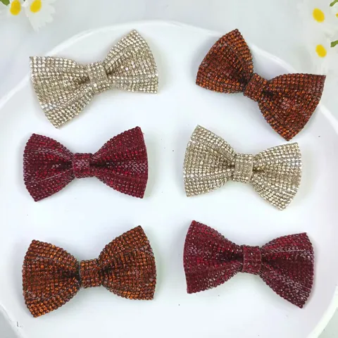 Sparkly Rhinestone Bow Knot Shoe Charms For Kids Girls Alloy Shiny Shoe Decoration Flowers DIY Hair Clips Party Accessories