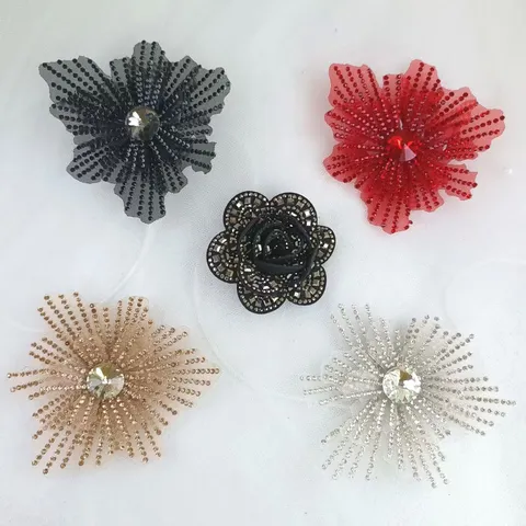 DIY Rhinestone Flower Snowflake Mesh Accessories For Shoe Clips Clothing Patches Headpiece Embellishments Sparkling Craft Applique