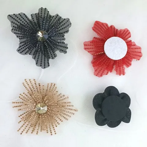 DIY Rhinestone Flower Snowflake Mesh Accessories For Shoe Clips Clothing Patches Headpiece Embellishments Sparkling Craft Applique