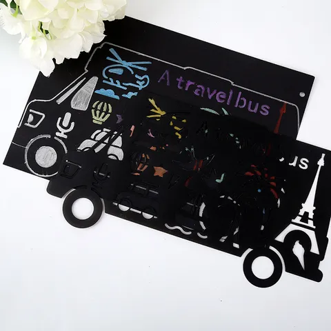 Plantilla de Pintura Hueca para Niños DIY Album Tema Regla de Encaje Serie Negra Plantilla de Dibujo Arte Manualidades Suministros Escolares