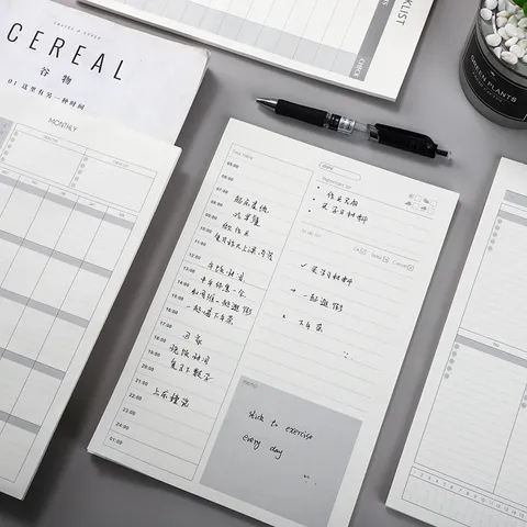 Minimalist Daily Schedule Planner Notebook Efficient Work Schedule Record Memo Form Daily Timeline Office Stationery