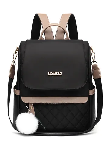 Women Quilted Oxford Cloth Backpack Large Capacity Casual Travel School Bag Multi-pocket Anti-theft Daypack