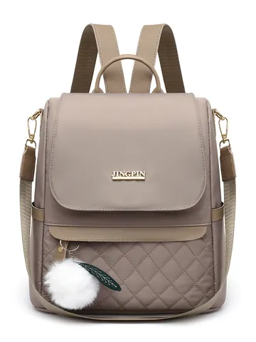 Women Quilted Oxford Cloth Backpack Large Capacity Casual Travel School Bag Multi-pocket Anti-theft Daypack