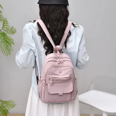 Women Nylon Backpack Lightweight Large Capacity Casual Travel School Bag Minimalist Multifunctional Daypack