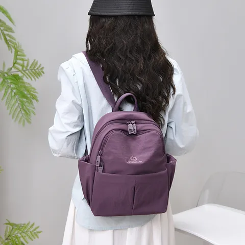 Women Casual Waterproof Nylon Backpack Large Capacity Travel School Bookbag Daily Daypack Bag