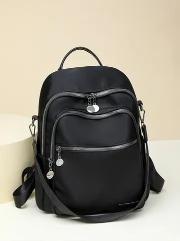 Women Fashion Nylon Backpack Casual Large Capacity Travel Bag Commuter School Bookbag Multi Pocket Daily Daypack