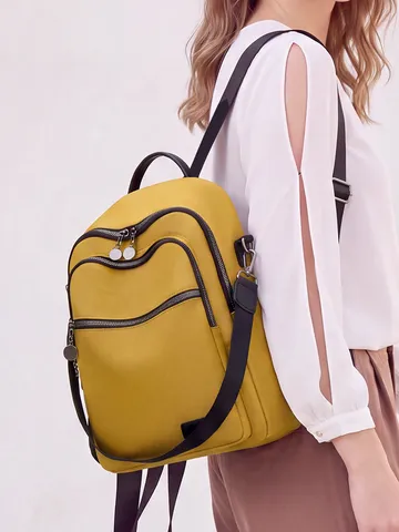 Women Fashion Nylon Backpack Casual Large Capacity Travel Bag Commuter School Bookbag Multi Pocket Daily Daypack