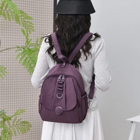 Women Casual Nylon Backpack Multifunctional Travel Commuting Daypack Lightweight Anti-theft School Bookbag Vintage Style