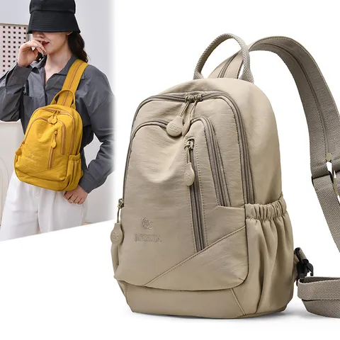 Versatile Casual Nylon Backpack For Women Lightweight Small Commuter Bookbag Multi Compartment Travel Daypack