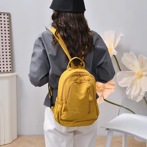 Versatile Casual Nylon Backpack For Women Lightweight Small Commuter Bookbag Multi Compartment Travel Daypack