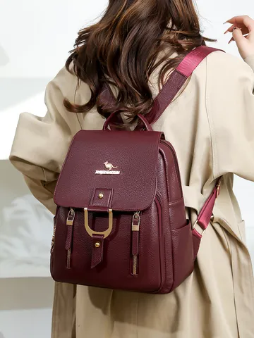 Womens Soft PU Leather Backpack Large Capacity Fashion Commuter Travel School Bag Casual Daily Daypack