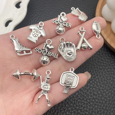 Sports Series Alloy Sports Charms DIY Necklace Bracelet Pendants Basketball Football Volleyball Dumbbell Jewelry Making Accessories