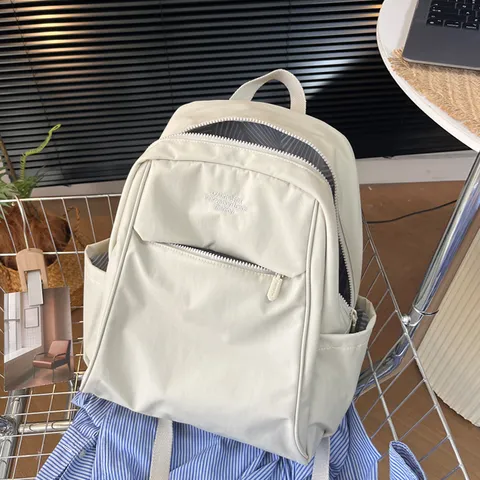 Japanese Minimalist Lightweight Nylon Backpack Casual Travel Bookbag Multi Compartment Commuter Daypack For Women