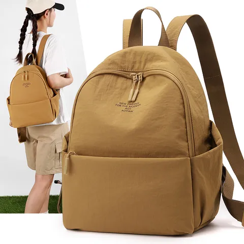 Washed Nylon Backpack Women Large Capacity Casual Travel School Bag Lightweight Minimalist Casual Bookbag Daypack