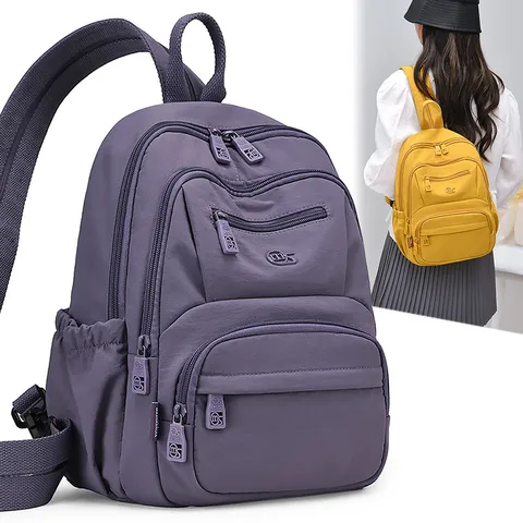 Women Casual Nylon Waterproof Backpack Large Capacity Multi Pocket School Bag Lightweight Commuter Travel Rucksack