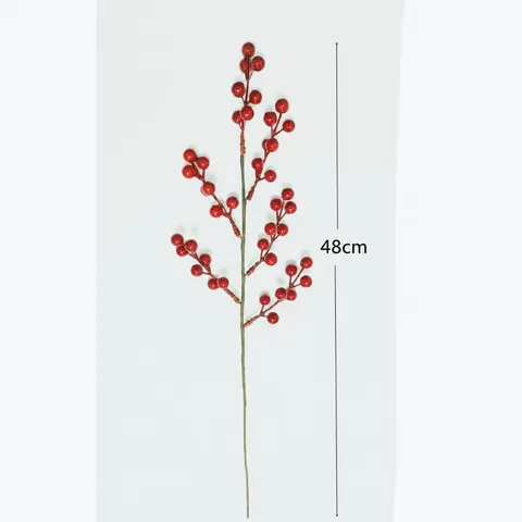 Artificial Winterberry Red Fruit Branch Fake Berry Stem For New Year Home Decoration Floral Arrangement Holiday Party Supplies
