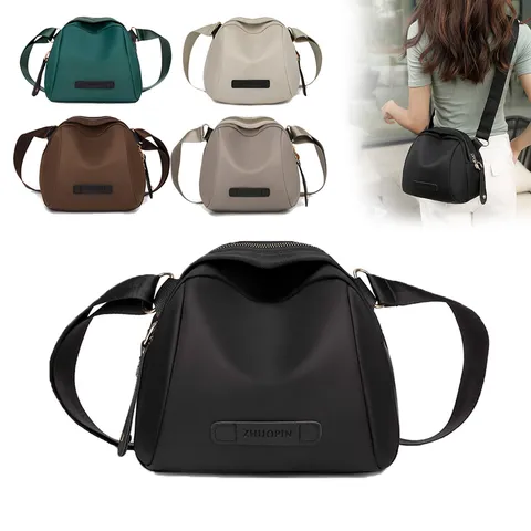 Women Casual Oxford Cloth Crossbody Bag Fashion Solid Color Shell Bag Daily Multi-Pocket Shoulder Bag