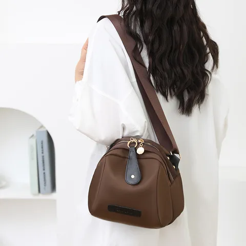 Women Casual Oxford Cloth Crossbody Bag Fashion Solid Color Shell Bag Daily Multi-Pocket Shoulder Bag
