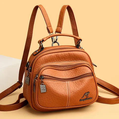 Women Backpack Fashion Casual PU Leather Travel School Bag Multi-Pocket Large Capacity Waterproof Shoulder Bag