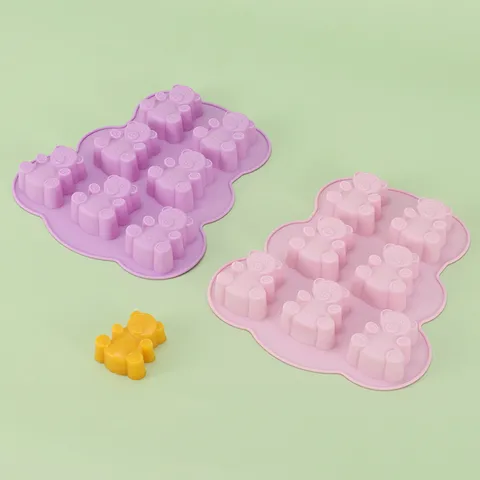 Flexible Silikon Kuchenform 7 Hohlraum Cartoon Bär Schokolade Seife Backform Küche DIY Backwerkzeug