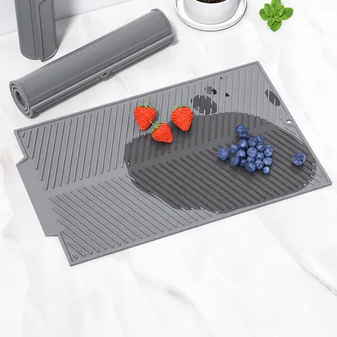 Grote Siliconen Afdruipmat Hittebestendige Keuken Droogmat Antislip Waterdichte Tafelmat voor Servies