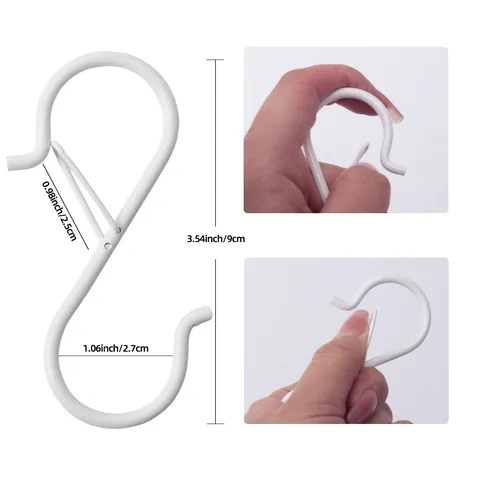 Heavy Duty S Shaped Hooks Utility Hangers With Safety Buckle For Kitchen Pots Pans Cups Clothes Bags Black White Silver