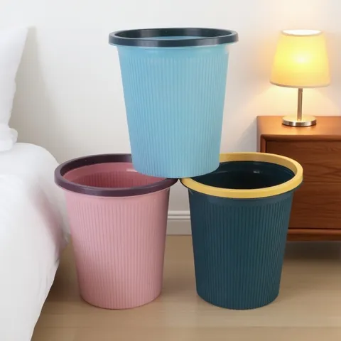 Poubelle en Plastique Épaissie Avec Bague de Pression Corbeille à Papier pour Cuisine Salle de Bain Maison