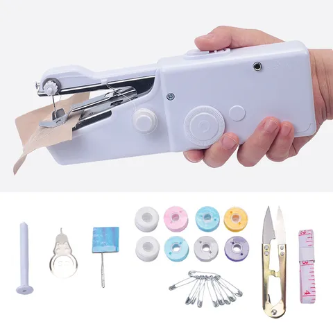 Portable Handheld Electric Sewing Machine Mini Cordless Stitch Tool with Accessories Kit for Home Travel DIY Clothes Repair