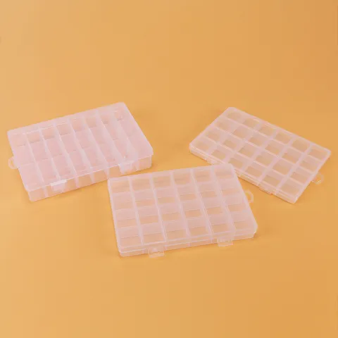 Transparent Plastic Storage Box 24 Grids Clear Organizer Case For Small Parts Jewelry Beads Craft Storage Container With Lid