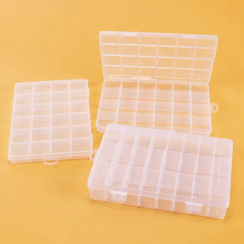 Transparent Plastic Storage Box 24 Grids Clear Organizer Case For Small Parts Jewelry Beads Craft Storage Container With Lid