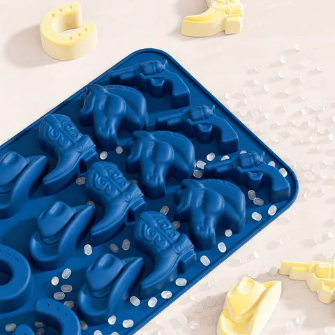 15-Hohlraum Cowboy Thema Silikon Eiswürfelform Kuchen Schokolade Fondant Backwerkzeug Küchenhelfer