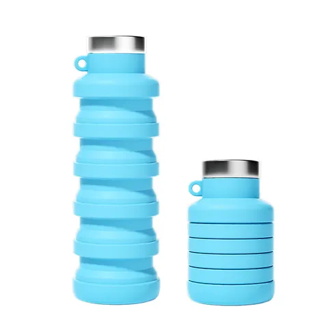 Outdoor Portable Silikon Faltbare Wasserflasche Teleskop Reise Becher Lebensmittelqualität Reise Tasse Mit Haken