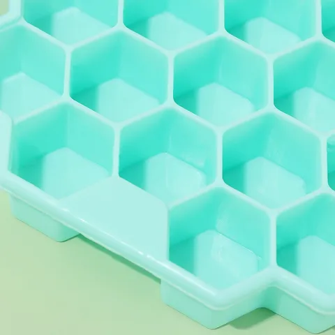 Silikon Eiswürfelbehälter mit Deckel Waben Eisform Einfaches Lösen Flexibler Eiserzeuger für Küche Bar und Zuhause