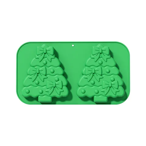 2-Loch Weihnachtsbaum Silikon Kuchenform Lebensmittelverträgliches Backwerkzeug DIY Antihaft Backform Festliche Dekoration