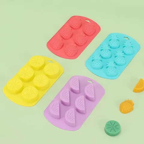 Lebensmittelechtes Silikon Eiswürfelform Fruchtform Form Erdbeere Wassermelone Ananas Zitrone DIY Schokolade Kuchen Backform