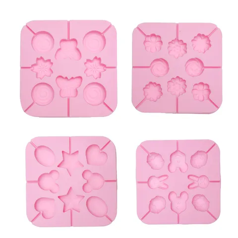 Quadratische Silikon Lolly Form Cartoon Schokolade Form Lebensmittelgrad Haushalt DIY Backwerkzeug Mehrfachkavitäten Kuchenform