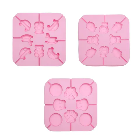 Quadratische Silikon Lolly Form Cartoon Schokolade Form Lebensmittelgrad Haushalt DIY Backwerkzeug Mehrfachkavitäten Kuchenform